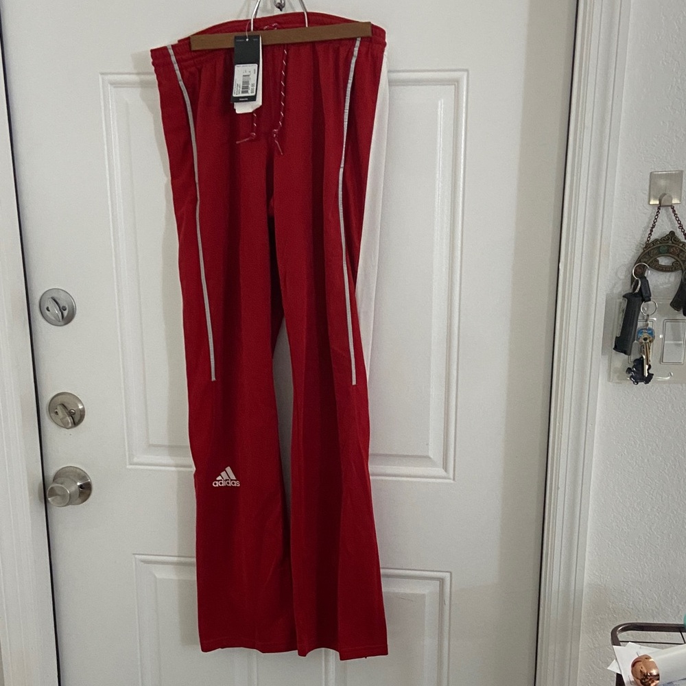 Adidas Red and White Track Pants